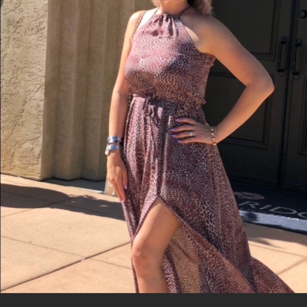 Cheetah/leopard print red maxi dress